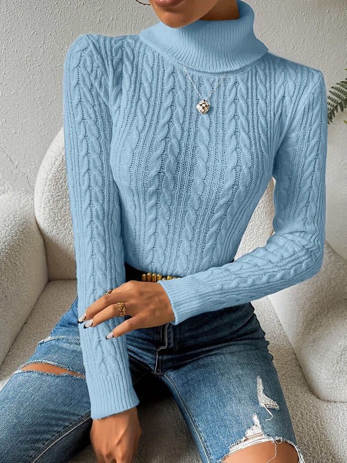 Damski Golf Sweter z Wzorem Warkocza
