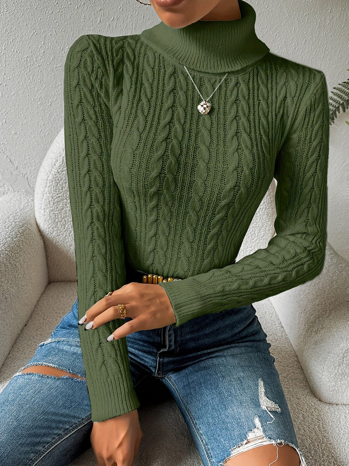 Damski Golf Sweter z Wzorem Warkocza