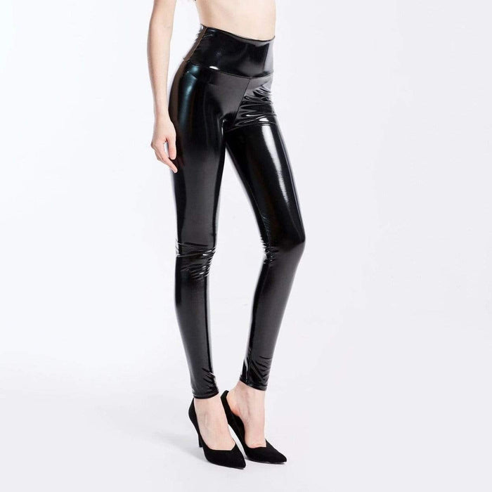 Damskie Legginsy Skórzane High Waist Slim Fit