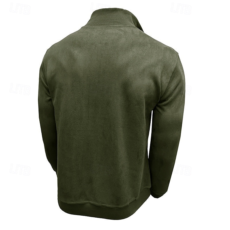 Caleb | Bluza z kołnierzem typu stand-collar na zamek błyskawiczny