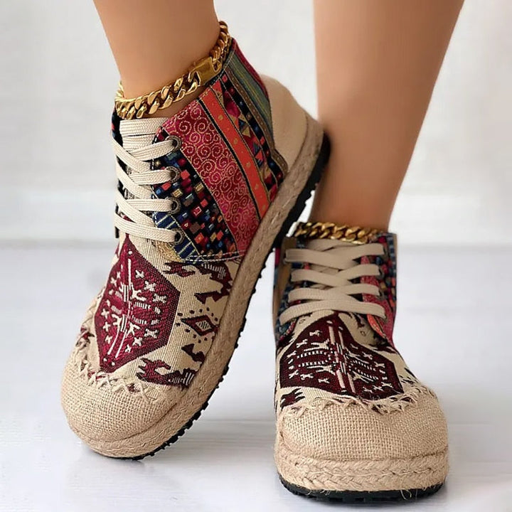Talia | Boho Wzorzyste Sneakersy Wysokie