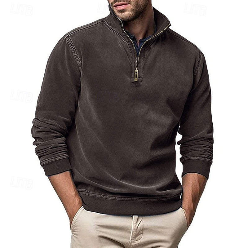 Caleb | Bluza z kołnierzem typu stand-collar na zamek błyskawiczny
