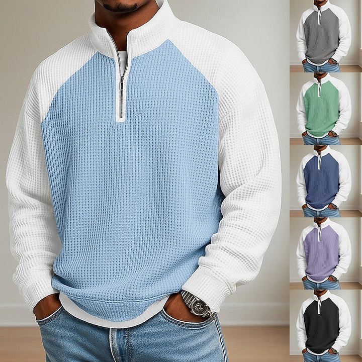 Lincoln | Teksturowany Pulower z Kwartalnym Zippem
