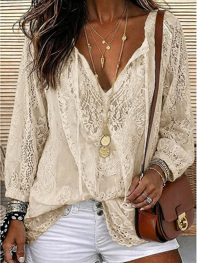Estelle | Bluzka Boho z Koronkowymi Detalami