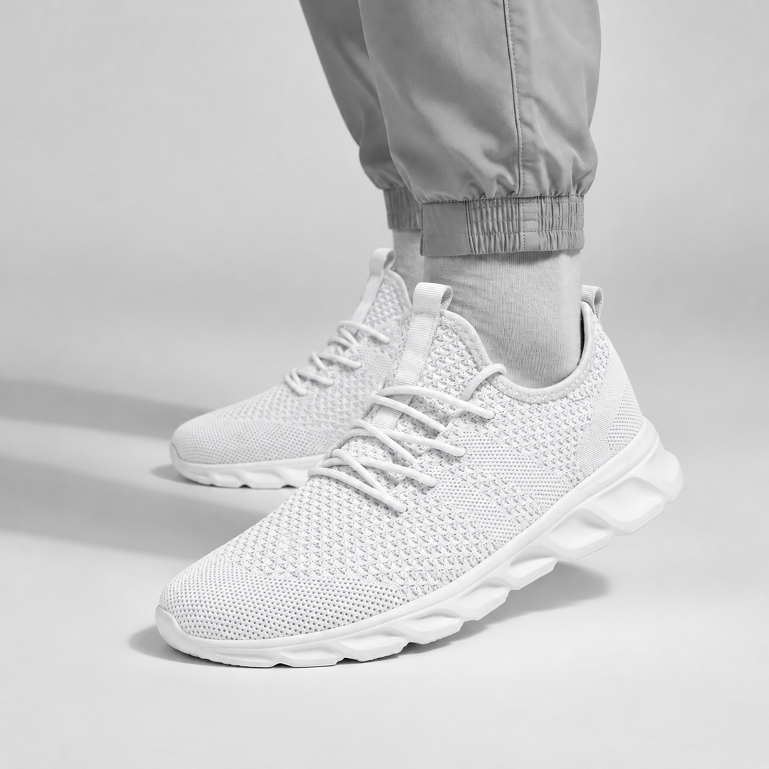 Męskie Sneakersy z Dzianinową Cholewką i Amortyzacją