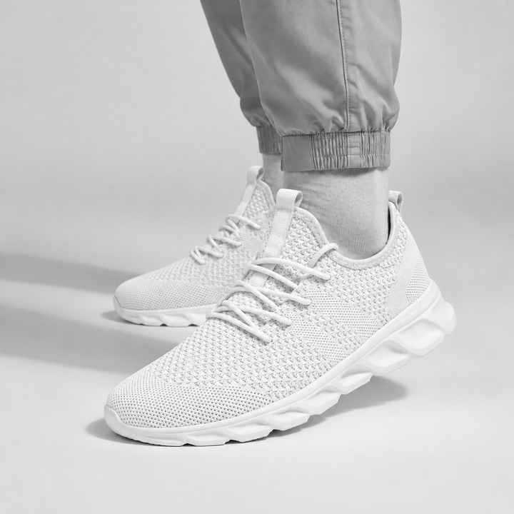 Męskie Sneakersy z Dzianinową Cholewką i Amortyzacją