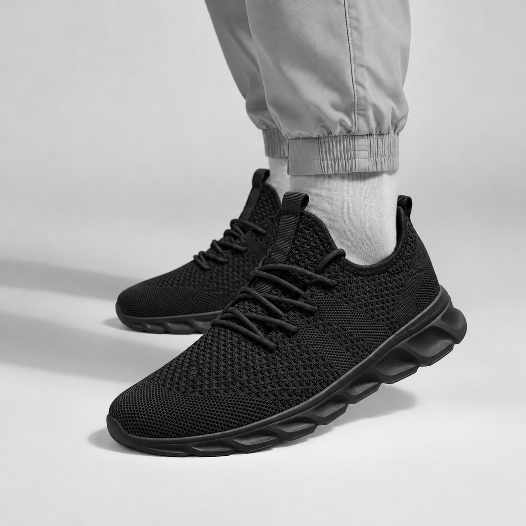 Męskie Sneakersy z Dzianinową Cholewką i Amortyzacją