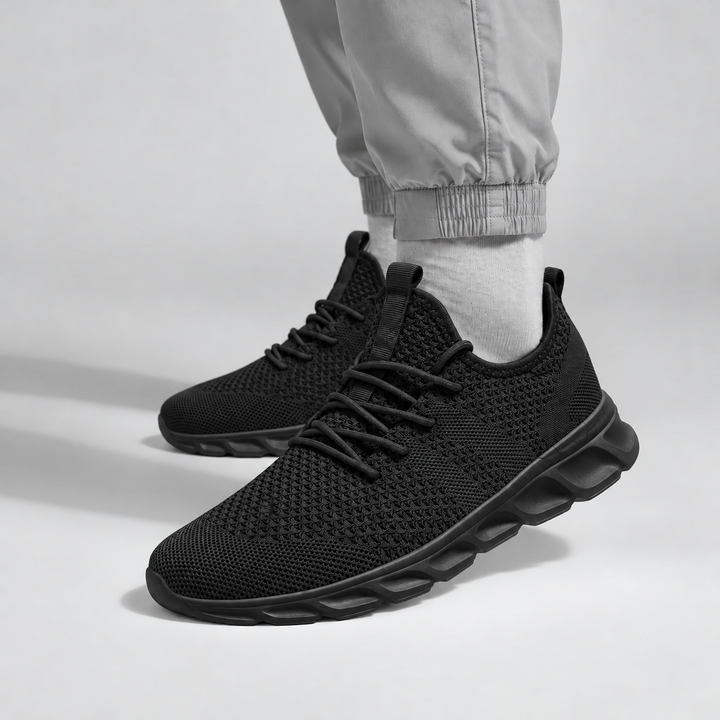 Męskie Sneakersy z Dzianinową Cholewką i Amortyzacją