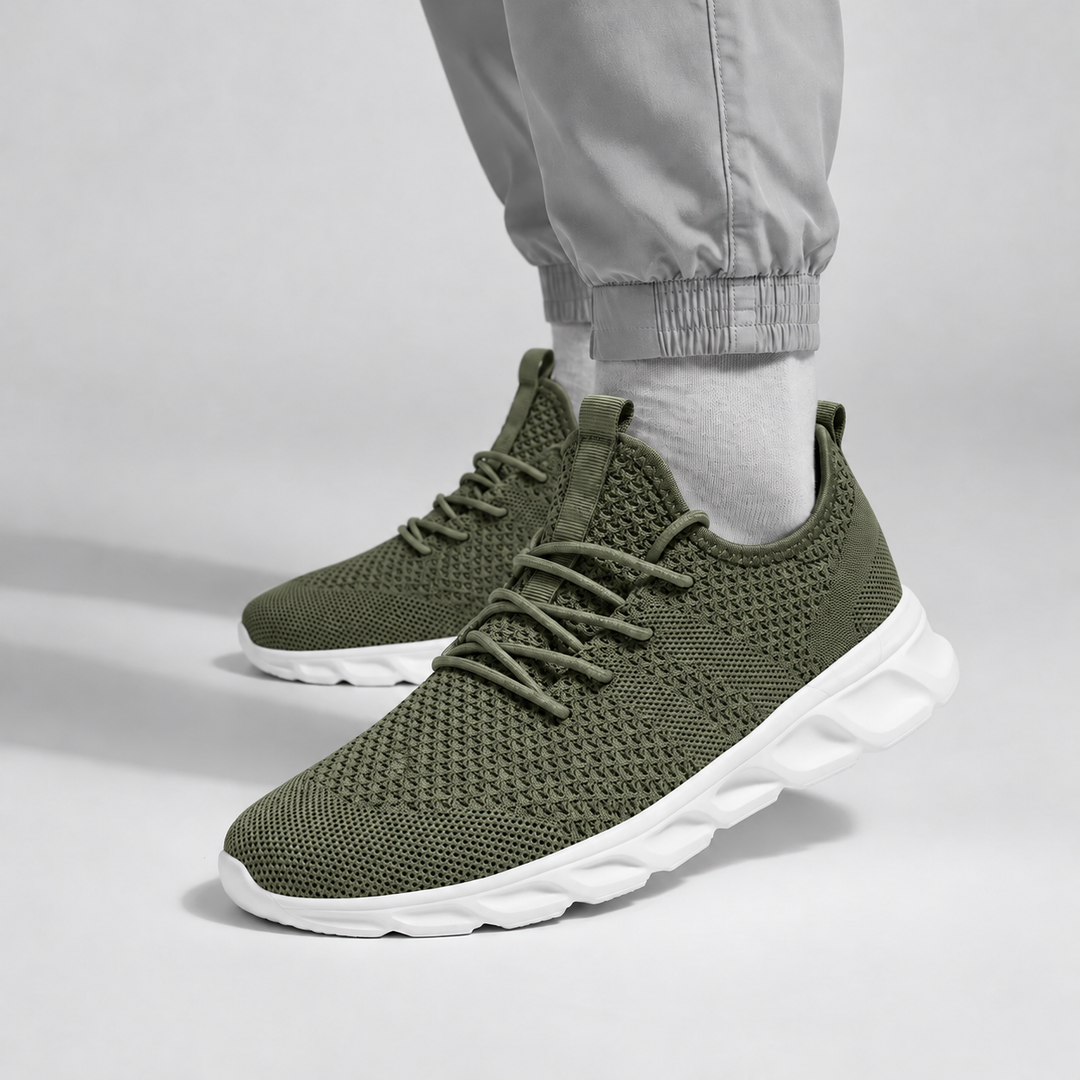 Męskie Sneakersy z Dzianinową Cholewką i Amortyzacją
