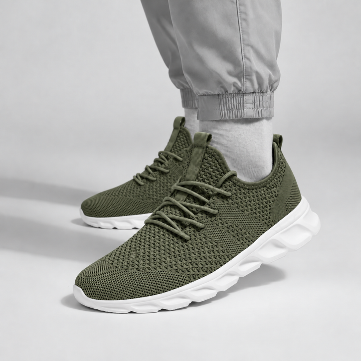 Męskie Sneakersy z Dzianinową Cholewką i Amortyzacją