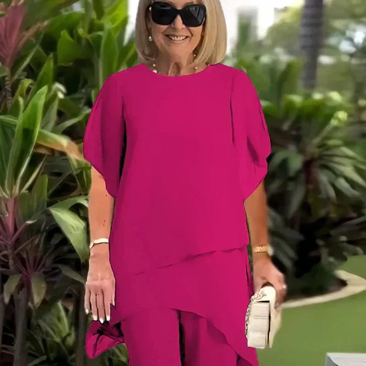 Valeria | Elegancki Zestaw Spodni Palazzo z Drapowaniem