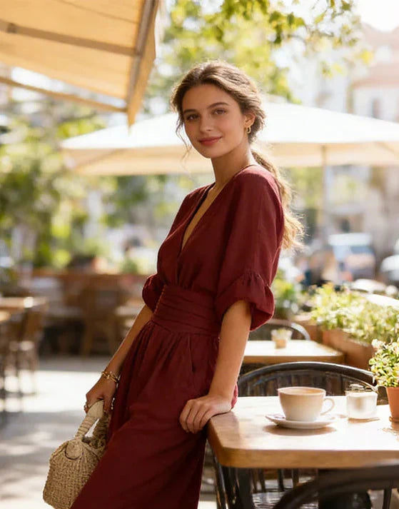 Genevieve | Elegancki Kombinezon z Szerokimi Nogawkami