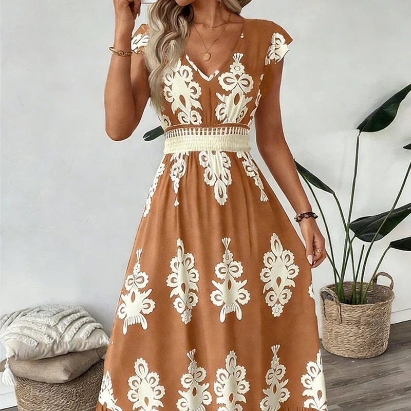 Rosalie | Sukienka Maxi z Dekoltem w Serek w Stylu Barokowym