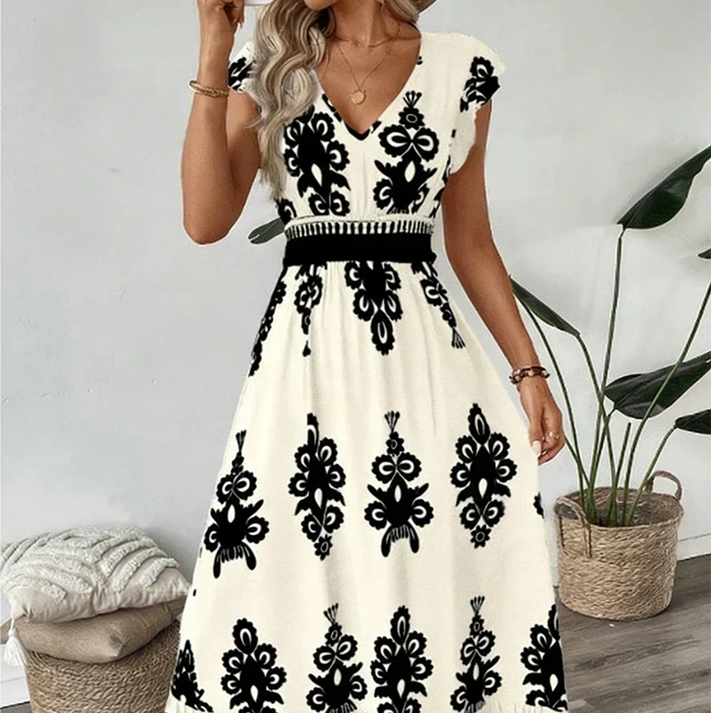 Rosalie | Sukienka Maxi z Dekoltem w Serek w Stylu Barokowym