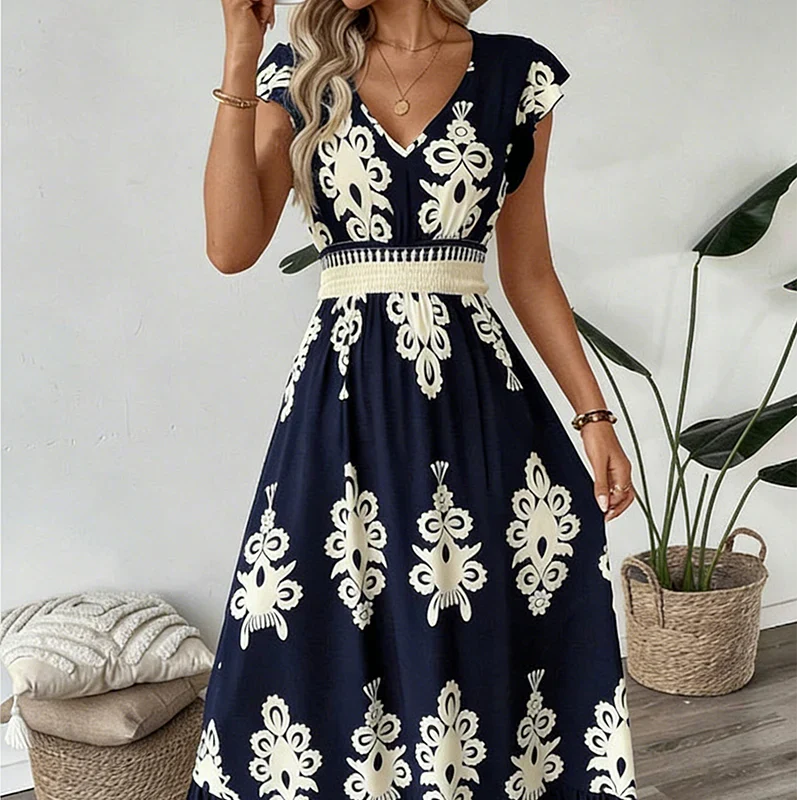 Rosalie | Sukienka Maxi z Dekoltem w Serek w Stylu Barokowym
