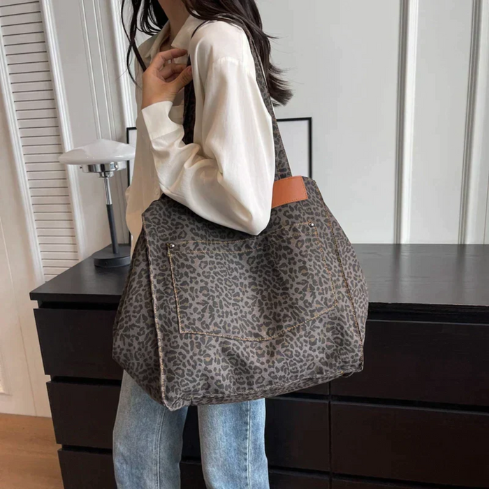 Damska Torba Shopper z Nadrukiem Leoparda