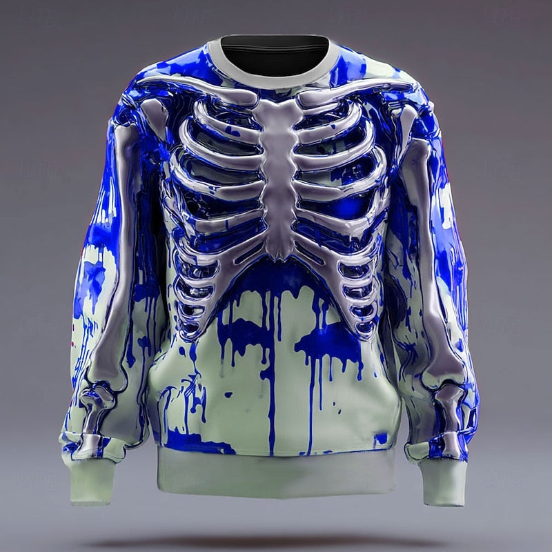 Rory | Halloweenowy Sweter z Okrągłym Dekoltem w Kształcie Czaszki