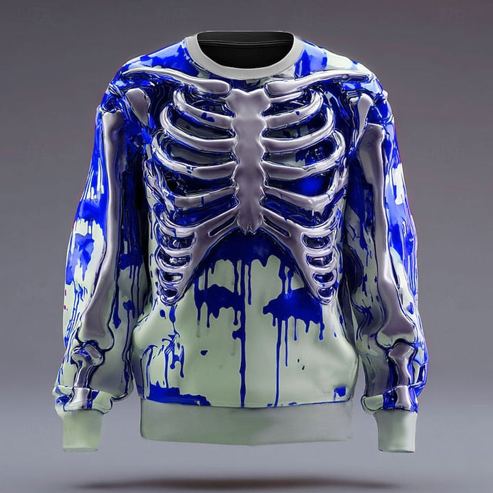 Rory | Halloweenowy Sweter z Okrągłym Dekoltem w Kształcie Czaszki