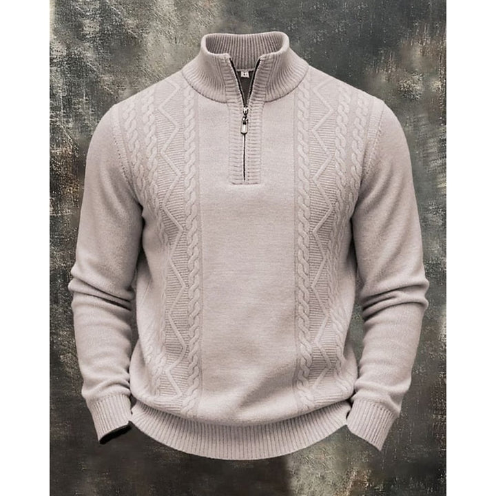 Simon | Sweter z dzianiny w warkocze z półzamkiem