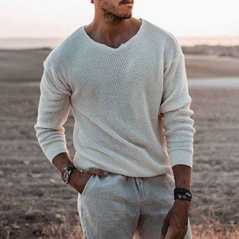 Sullivan | Sweter z teksturowanym dekoltem w serek