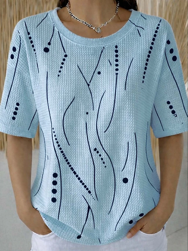 Sylvia | Teksturowany T-shirt z Krótkim Rękawem