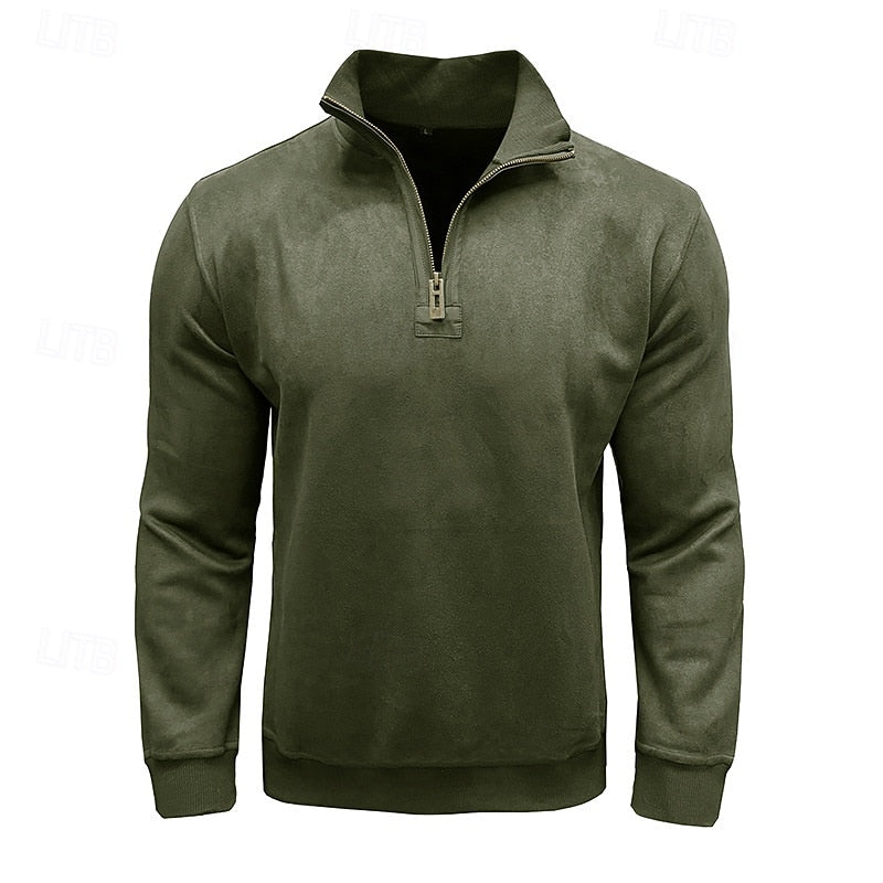 Caleb | Bluza z kołnierzem typu stand-collar na zamek błyskawiczny