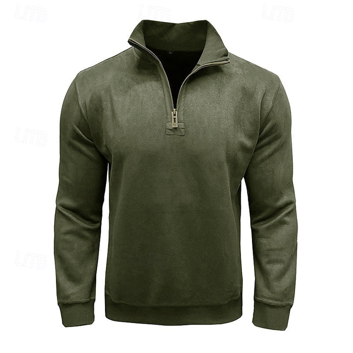 Caleb | Bluza z kołnierzem typu stand-collar na zamek błyskawiczny
