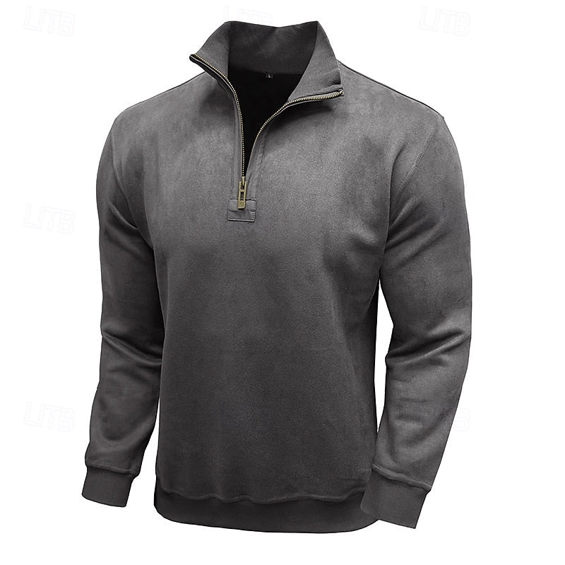 Caleb | Bluza z kołnierzem typu stand-collar na zamek błyskawiczny