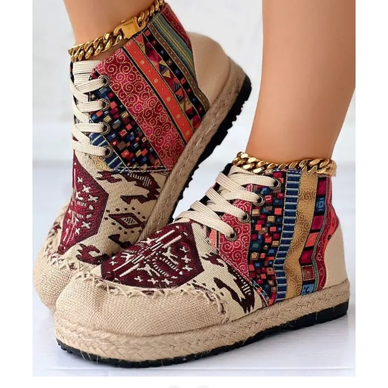 Talia | Boho Wzorzyste Sneakersy Wysokie