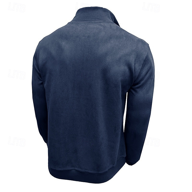 Caleb | Bluza z kołnierzem typu stand-collar na zamek błyskawiczny