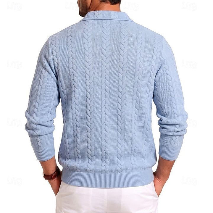 Chase | Sweter z teksturowanym zamkiem na ćwierć