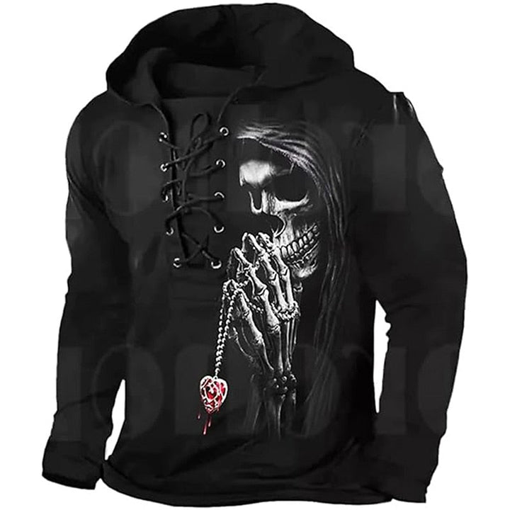 Cole | Halloween Hoodie z czaszką i sznurkiem