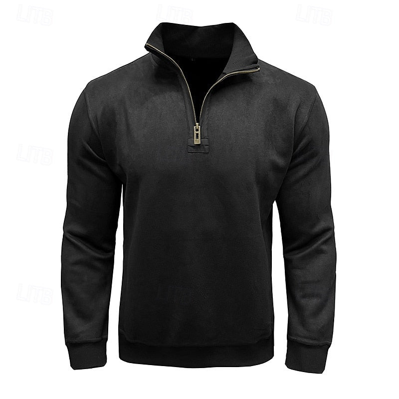 Caleb | Bluza z kołnierzem typu stand-collar na zamek błyskawiczny