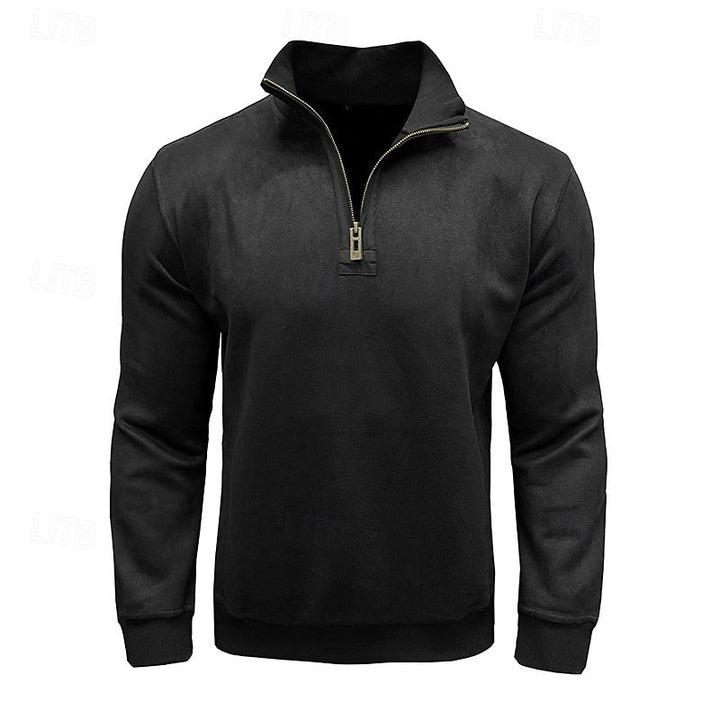 Caleb | Bluza z kołnierzem typu stand-collar na zamek błyskawiczny