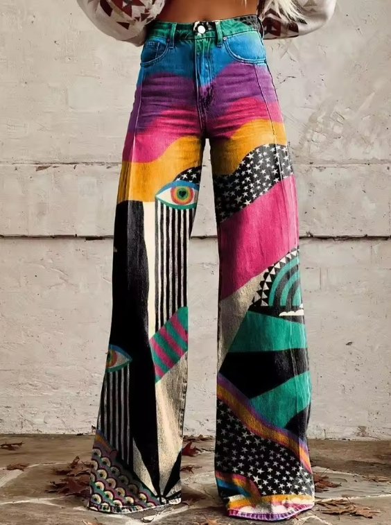 Kelly | Eleganckie Spodnie Dzwony w Stylu Boho Chic