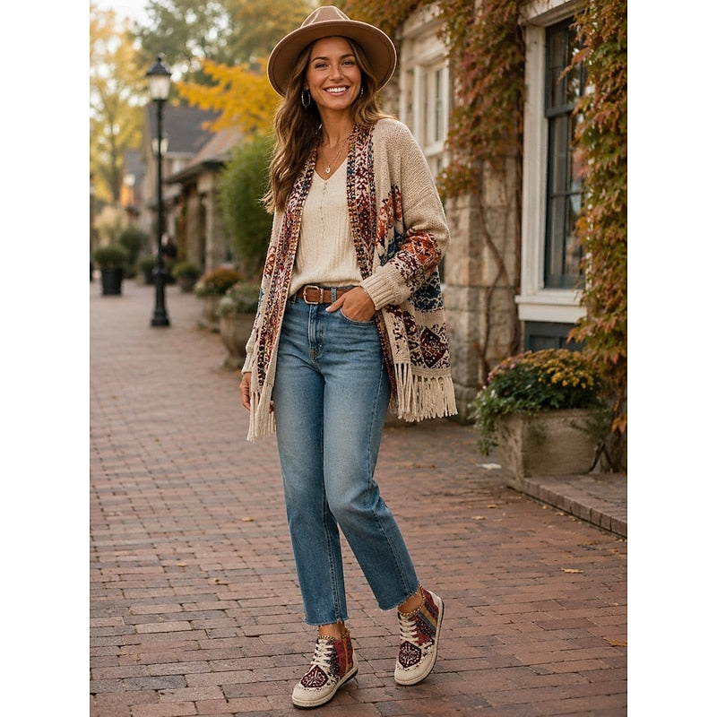 Talia | Boho Wzorzyste Sneakersy Wysokie