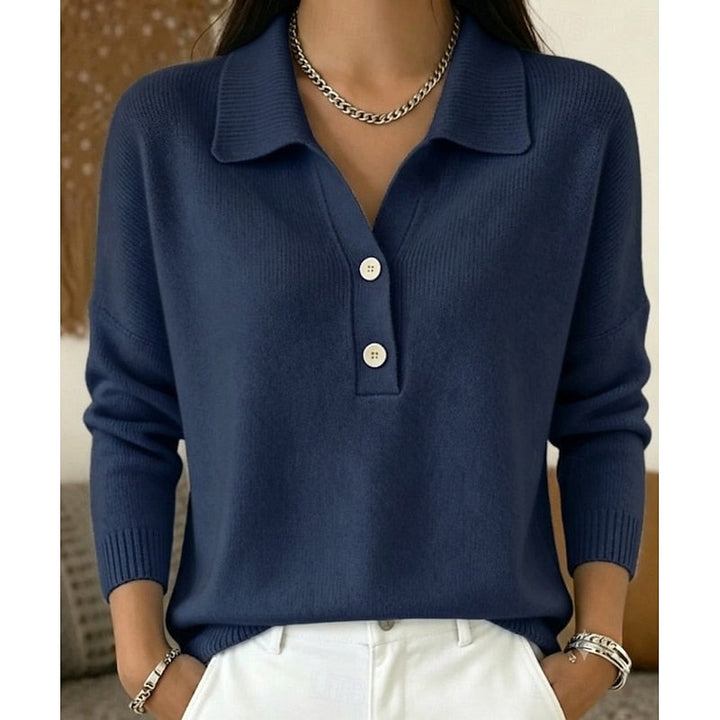 Eliza | Elegancki sweter z kołnierzykiem i guzikami