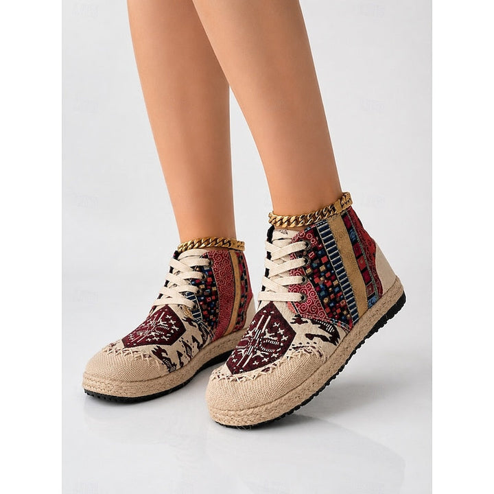Talia | Boho Wzorzyste Sneakersy Wysokie