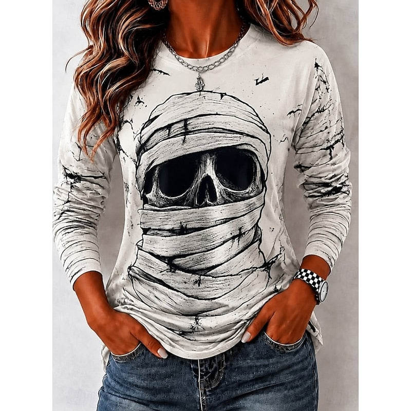 Selene | Halloween Czaszka Długi Rękaw Top