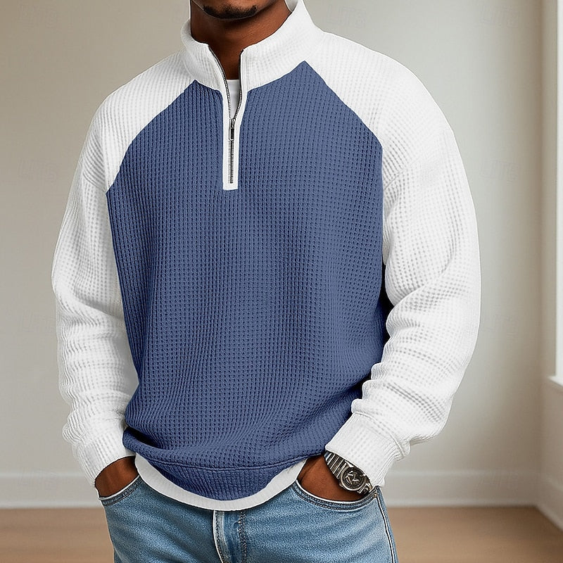 Lincoln | Teksturowany Pulower z Kwartalnym Zippem
