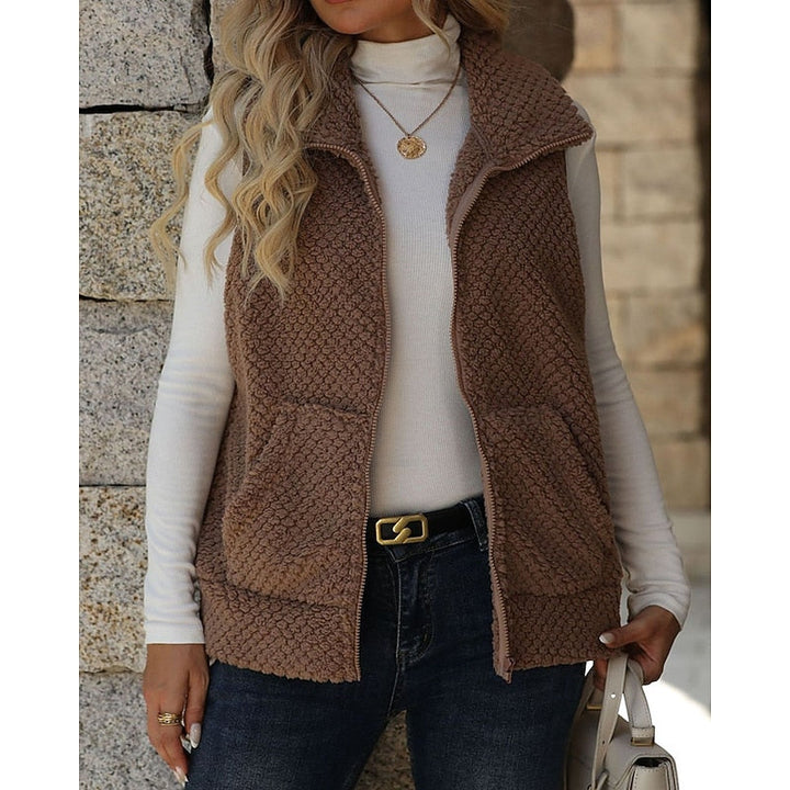 Wierzba | Przytulna Kamizelka z Teksturowanym Zamek